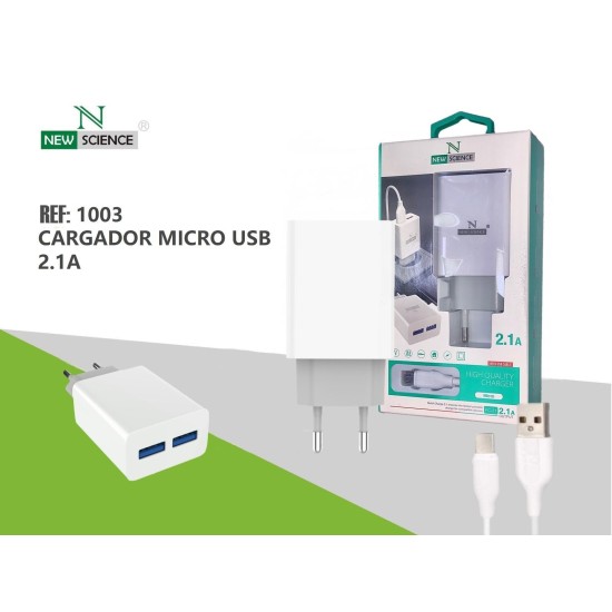 CARGADOR NEW SCIENCE MICRO USB 2USB PORT BRANCO FC-21 CARGADOR NEW SCIENCE MICRO USB 2USB PORT BRANCO FC-21